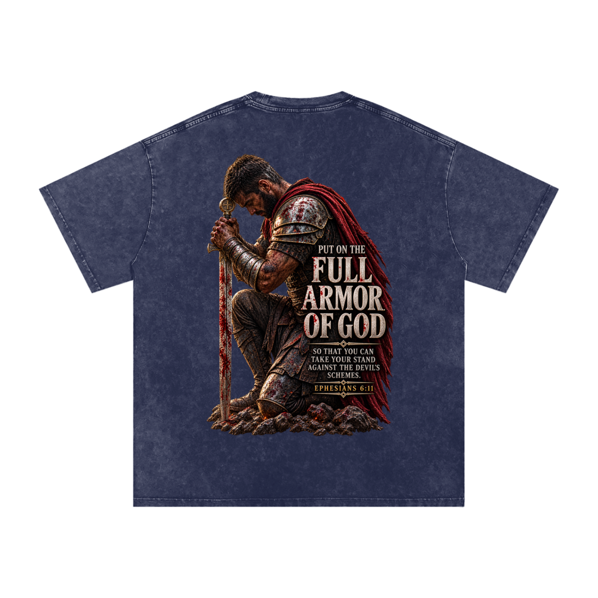 Snow Washed Oversized Cotton T-Shirt: Full Armor Of God