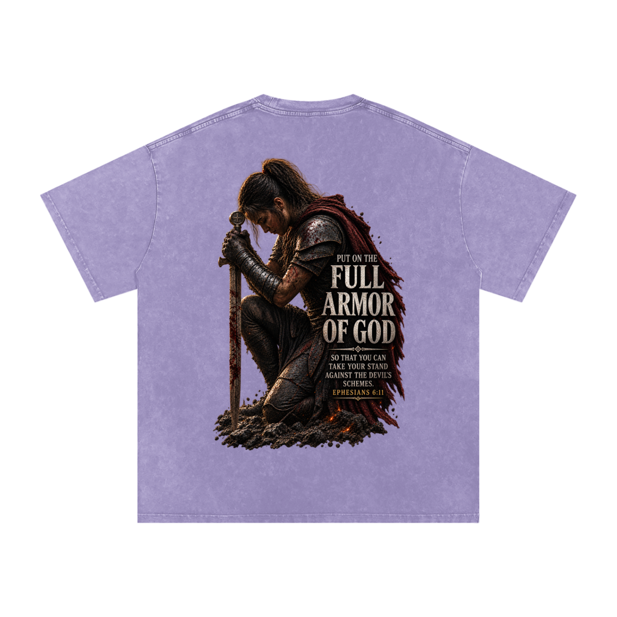 Snow Washed Oversized Cotton T-Shirt: Full Armor Of God
