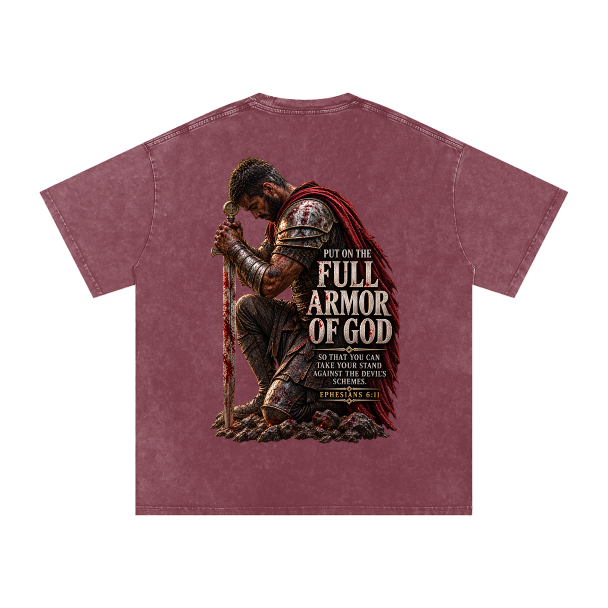 Snow Washed Oversized Cotton T-Shirt: Full Armor Of God