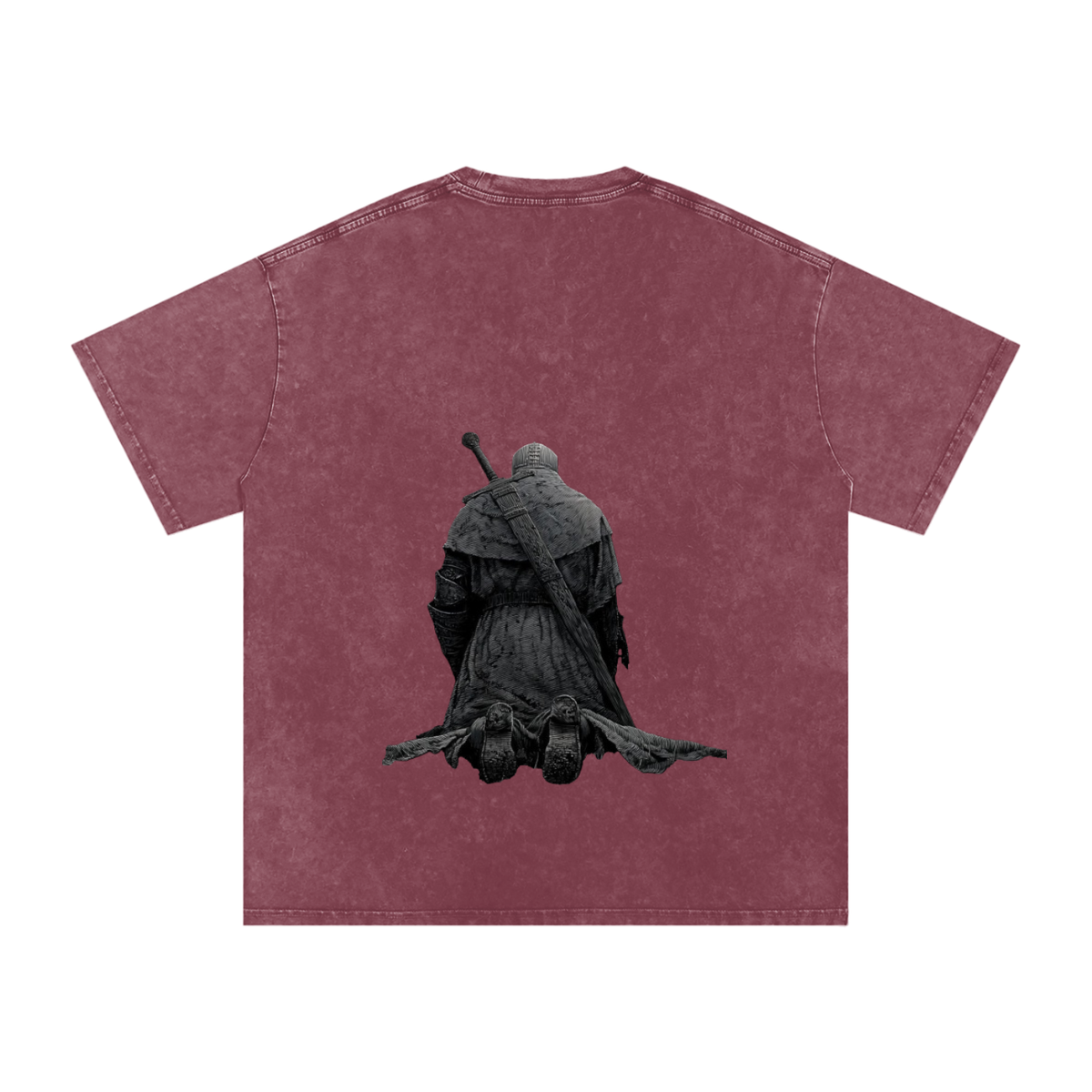 Snow Washed Oversized Cotton T-Shirt: Praying Warrior