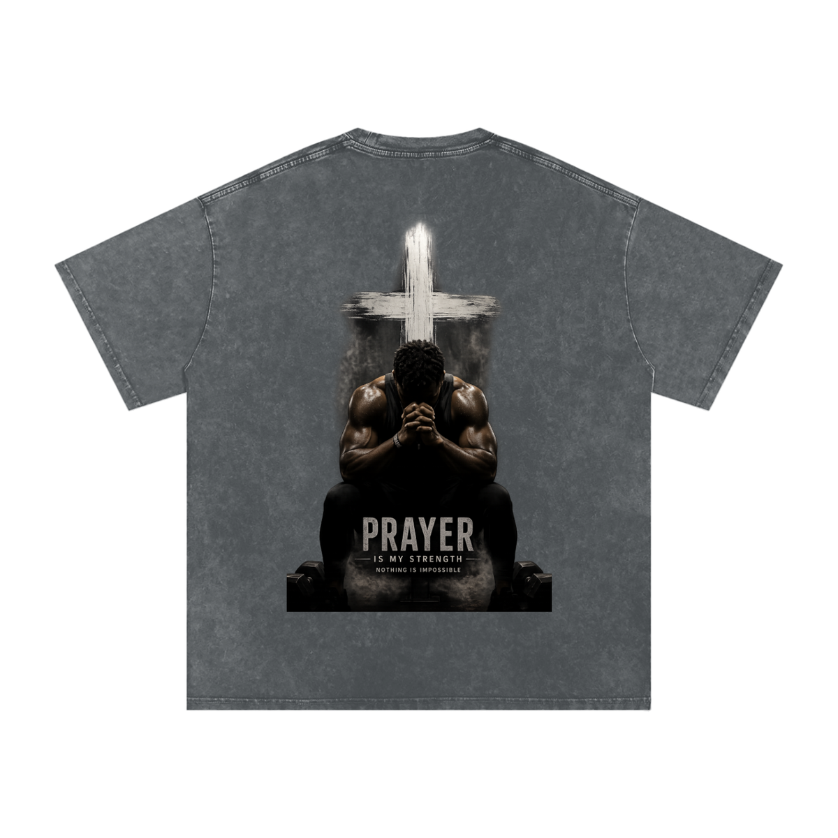 Snow Washed Oversized Cotton T-Shirt: Prayer Is My Strength
