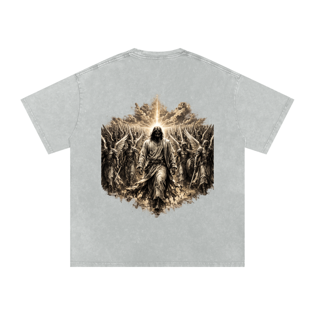 Snow Washed Oversized Cotton T-Shirt: Army Of Angels
