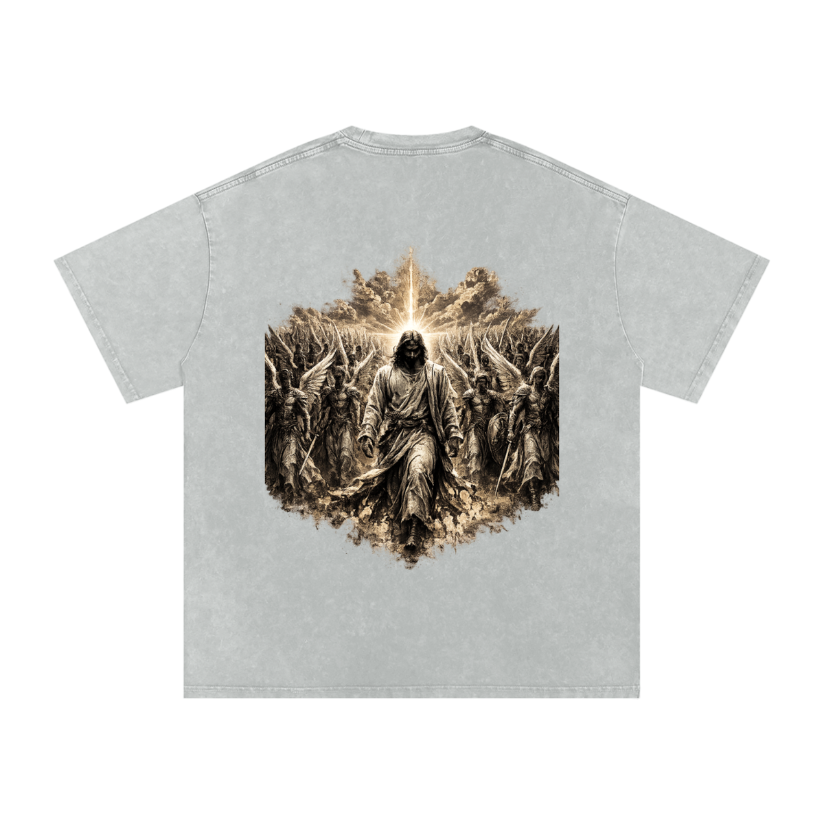 Snow Washed Oversized Cotton T-Shirt: Army Of Angels