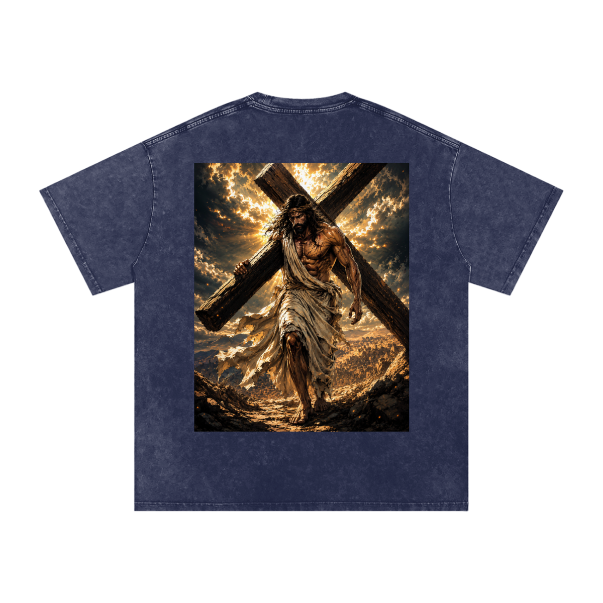 Snow Washed Oversized Cotton T-Shirt: Pick Up Your Cross