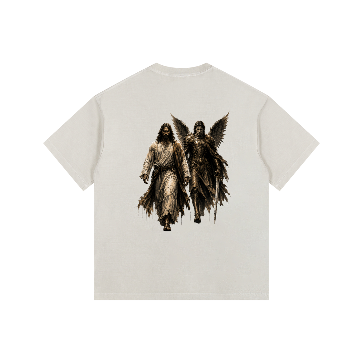 Vintage Washed Oversized Cotton T-Shirt: Archangel Michael