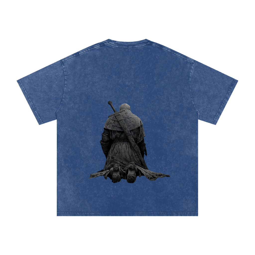 Snow Washed Oversized Cotton T-Shirt: Praying Warrior