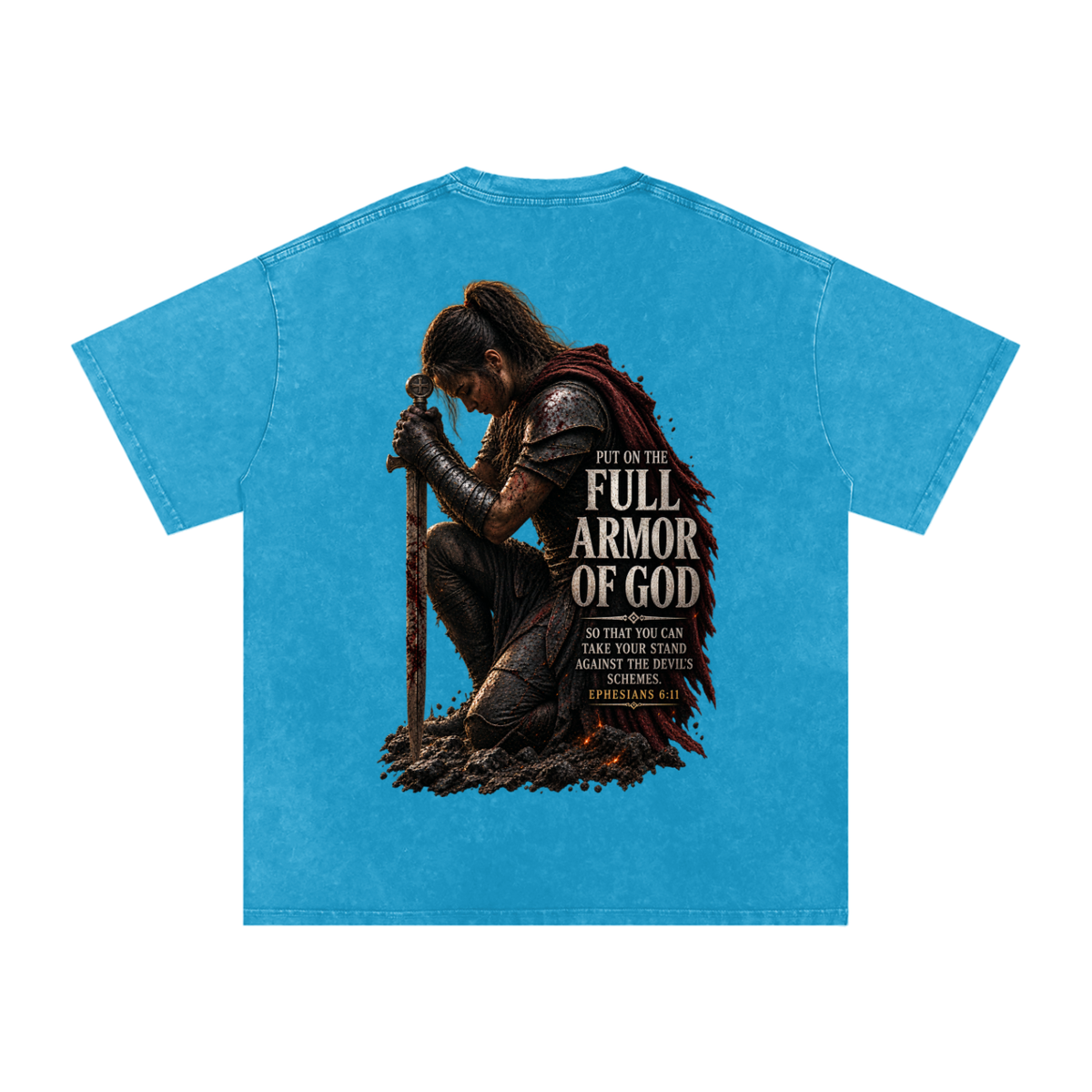 Snow Washed Oversized Cotton T-Shirt: Full Armor Of God