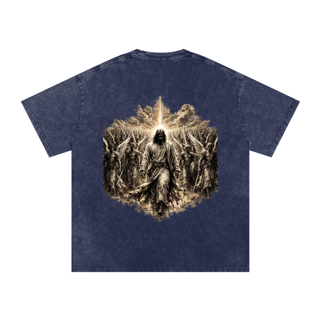 Snow Washed Oversized Cotton T-Shirt: Army Of Angels