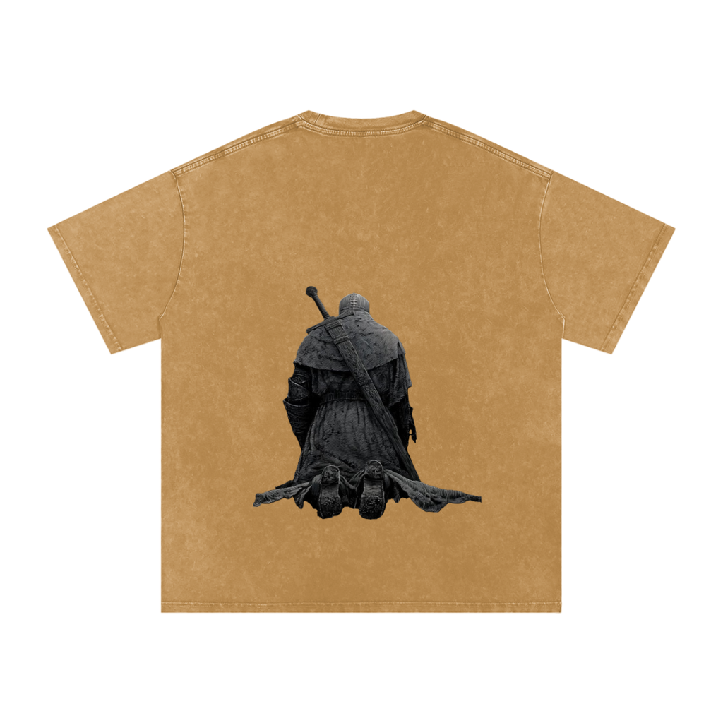 Snow Washed Oversized Cotton T-Shirt: Praying Warrior