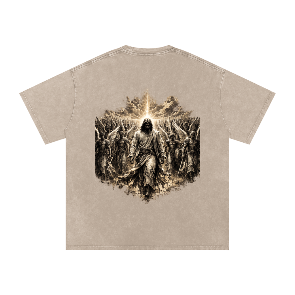 Snow Washed Oversized Cotton T-Shirt: Army Of Angels
