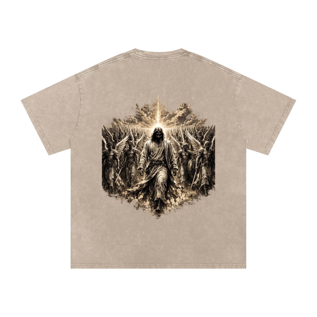 Snow Washed Oversized Cotton T-Shirt: Army Of Angels
