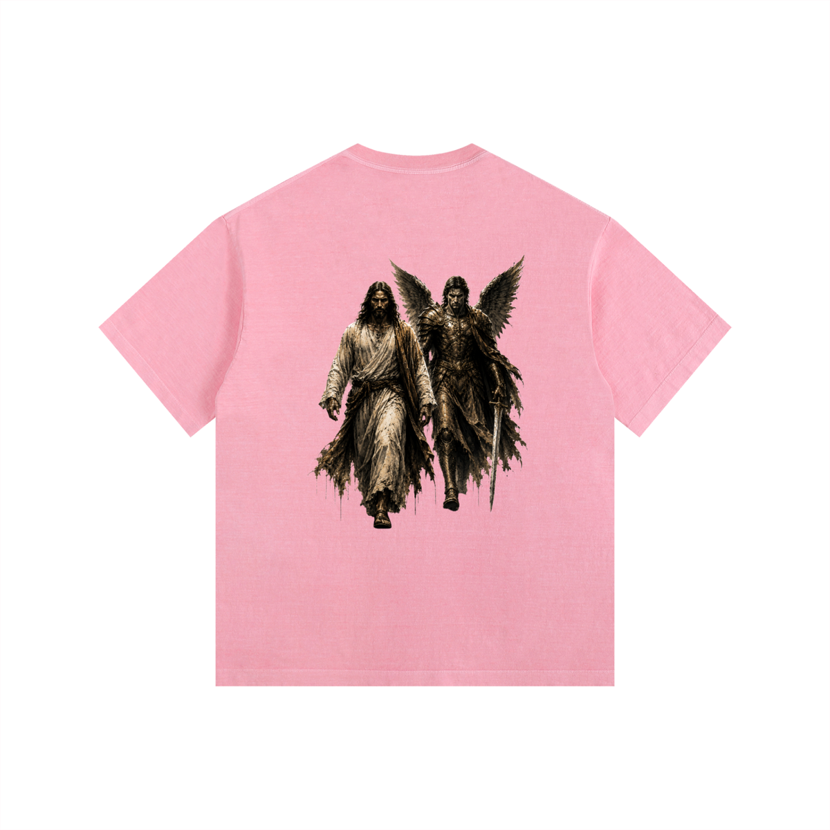 Vintage Washed Oversized Cotton T-Shirt: Archangel Michael