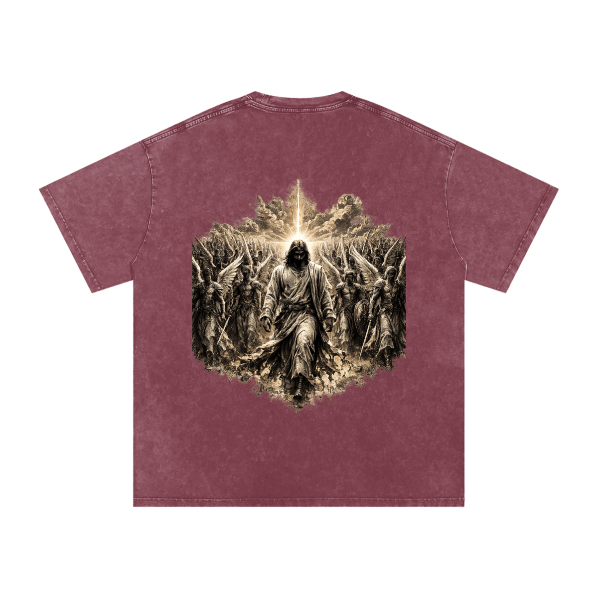 Snow Washed Oversized Cotton T-Shirt: Army Of Angels