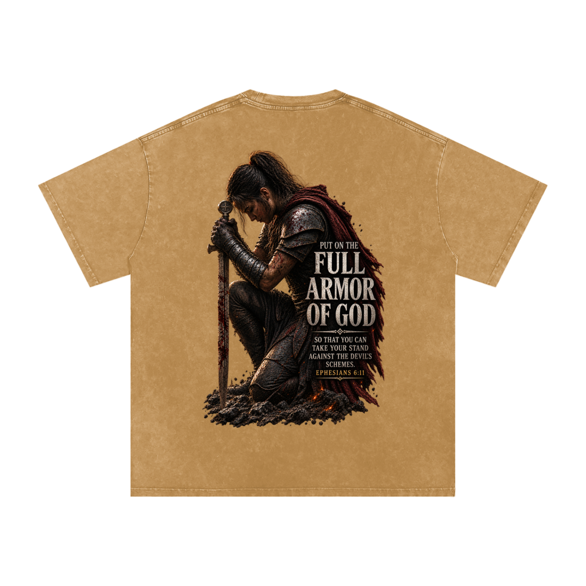 Snow Washed Oversized Cotton T-Shirt: Full Armor Of God