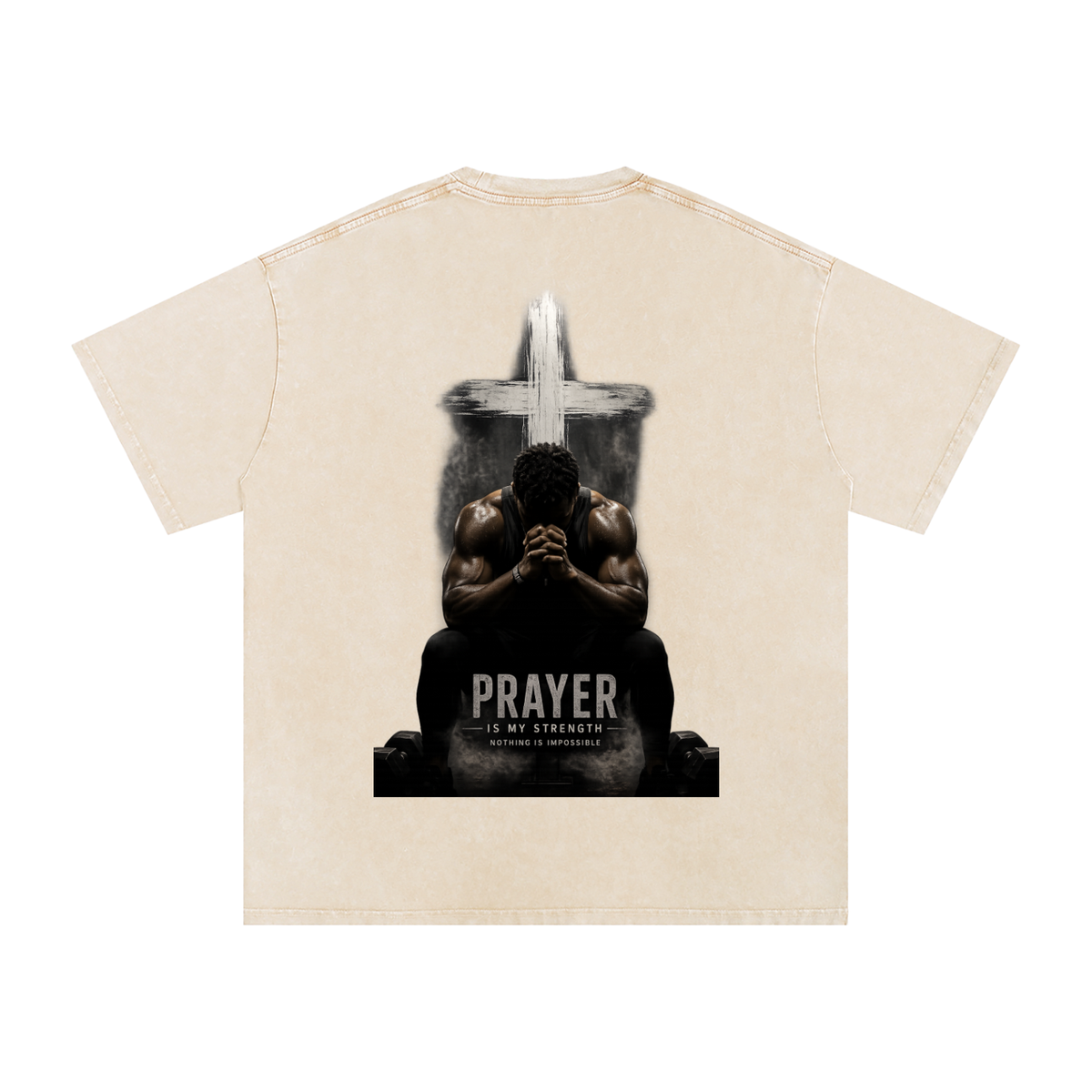 Snow Washed Oversized Cotton T-Shirt: Prayer Is My Strength