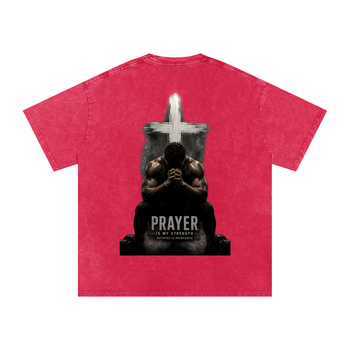 Snow Washed Oversized Cotton T-Shirt: Prayer Is My Strength