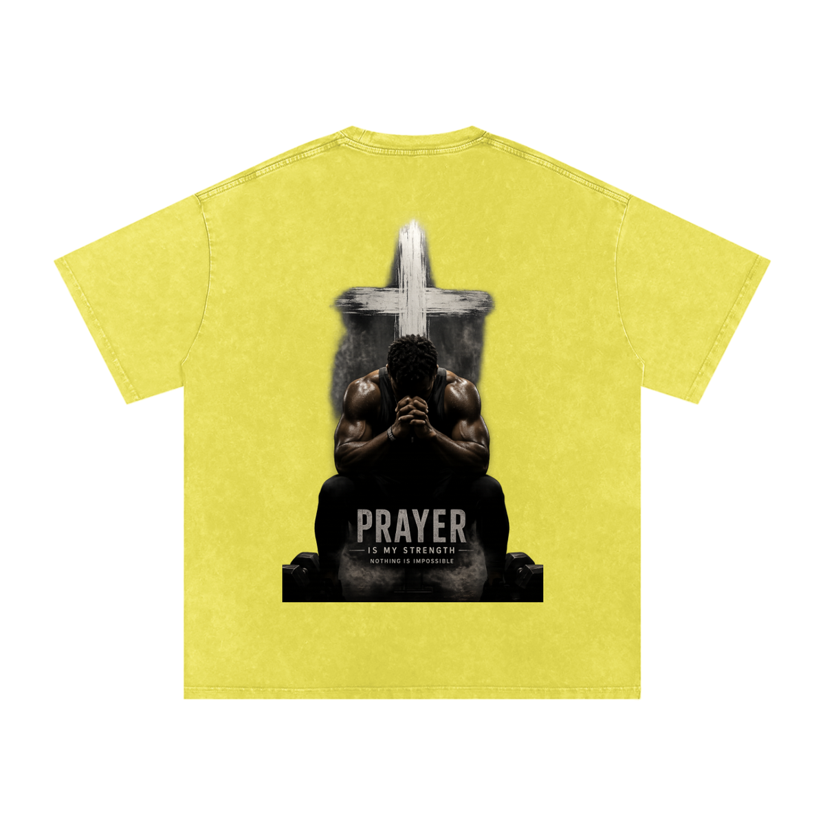 Snow Washed Oversized Cotton T-Shirt: Prayer Is My Strength