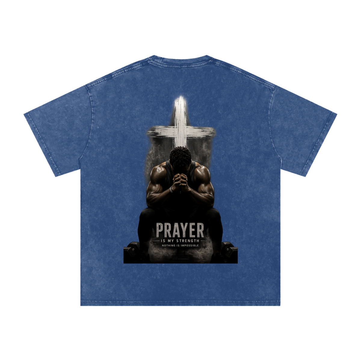 Snow Washed Oversized Cotton T-Shirt: Prayer Is My Strength