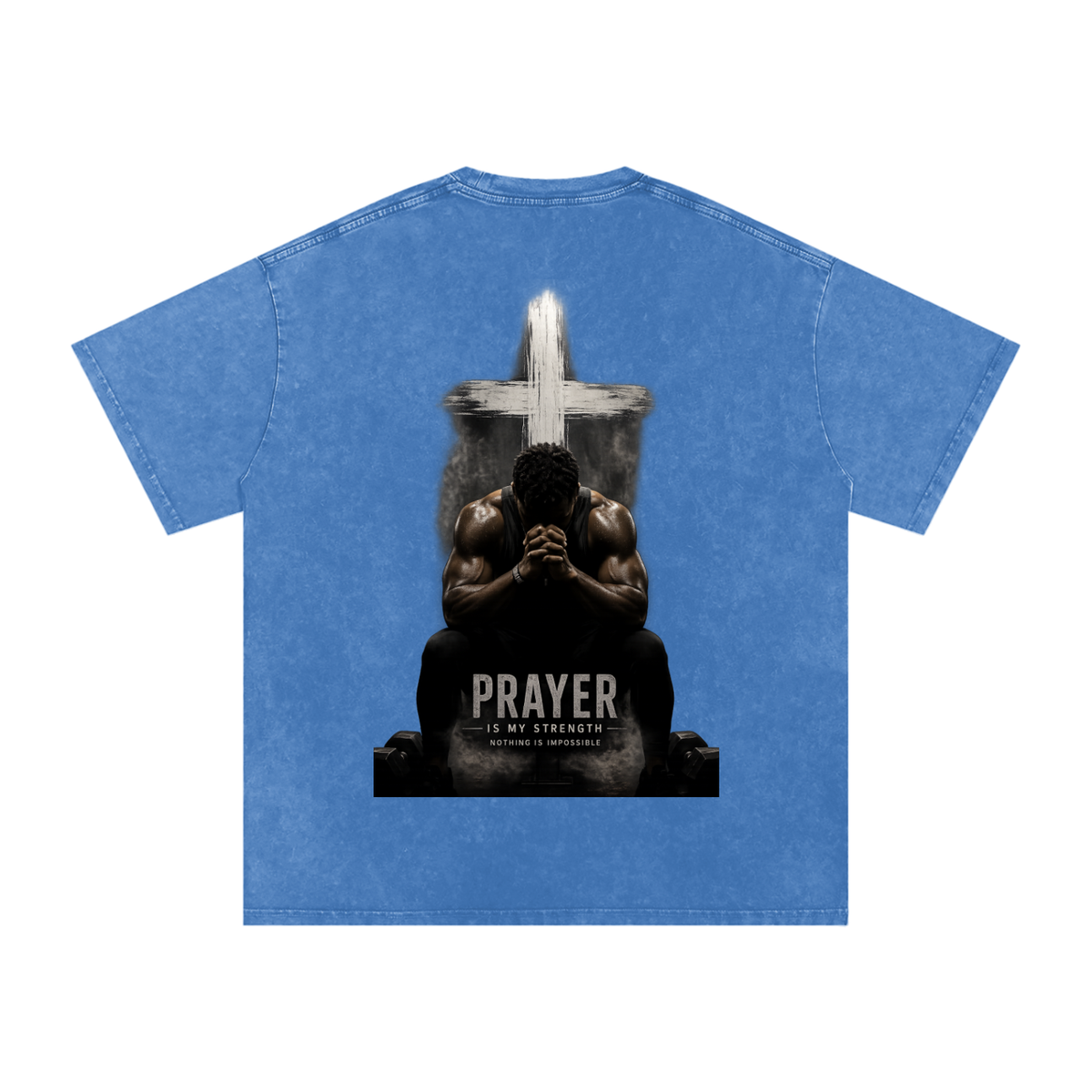 Snow Washed Oversized Cotton T-Shirt: Prayer Is My Strength