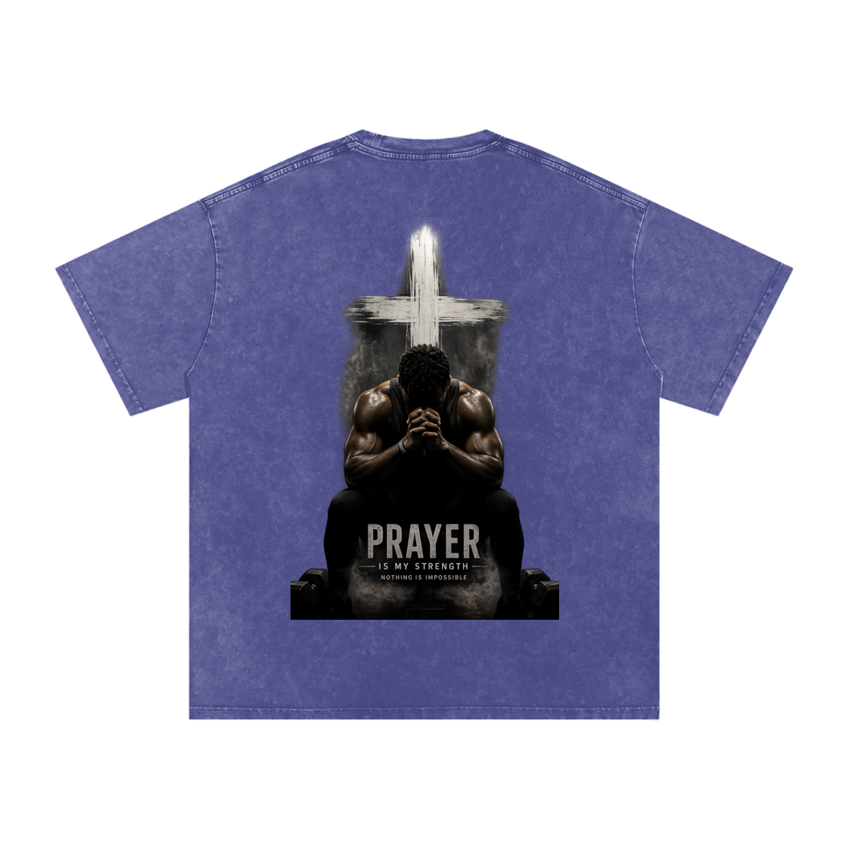 Snow Washed Oversized Cotton T-Shirt: Prayer Is My Strength