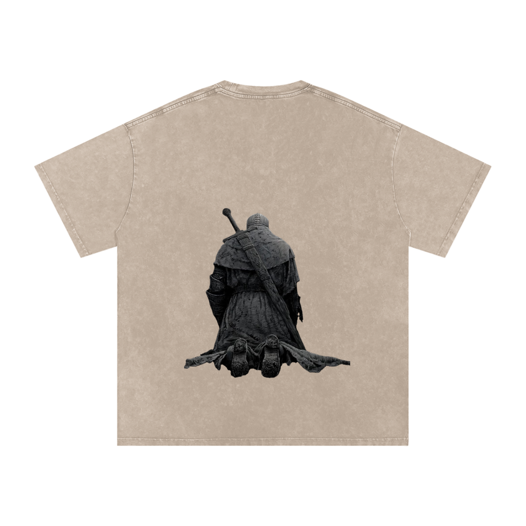 Snow Washed Oversized Cotton T-Shirt: Praying Warrior