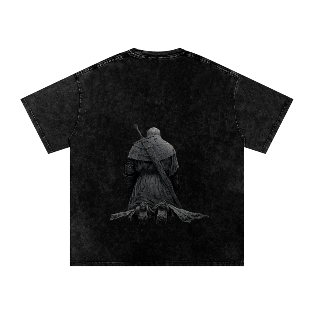 Snow Washed Oversized Cotton T-Shirt: Praying Warrior