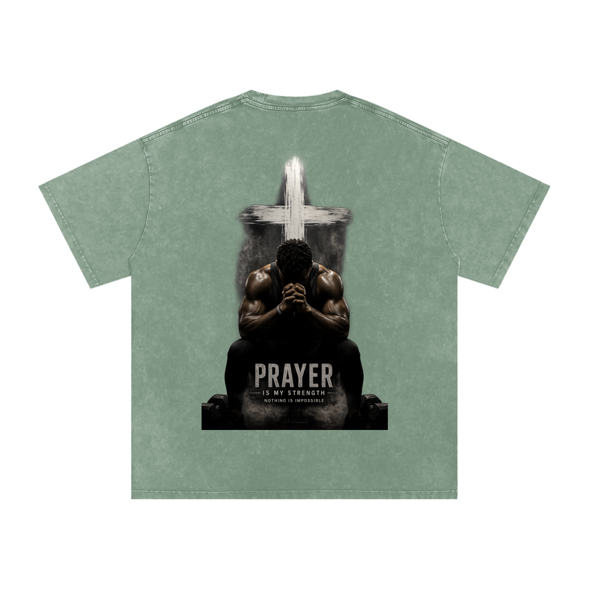 Snow Washed Oversized Cotton T-Shirt: Prayer Is My Strength
