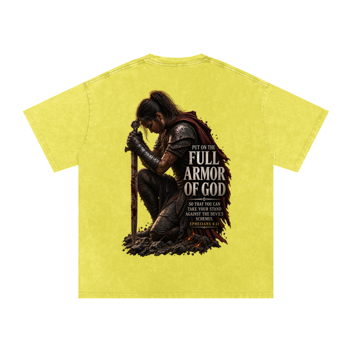 Snow Washed Oversized Cotton T-Shirt: Full Armor Of God