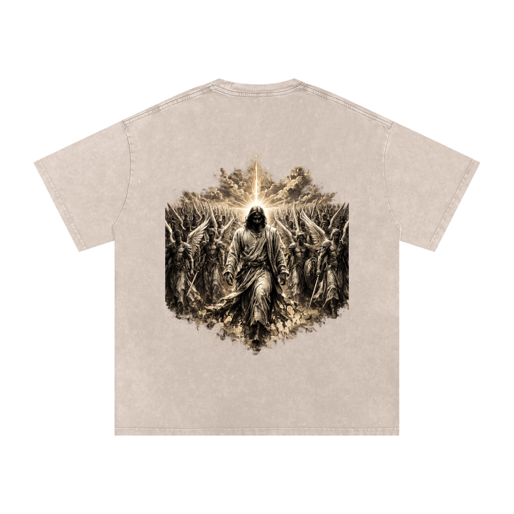 Snow Washed Oversized Cotton T-Shirt: Army Of Angels
