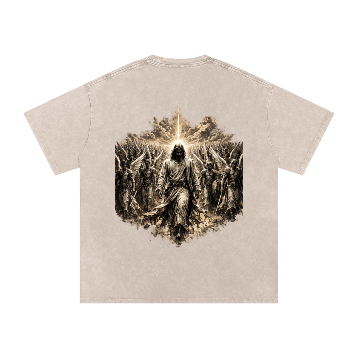 Snow Washed Oversized Cotton T-Shirt: Army Of Angels