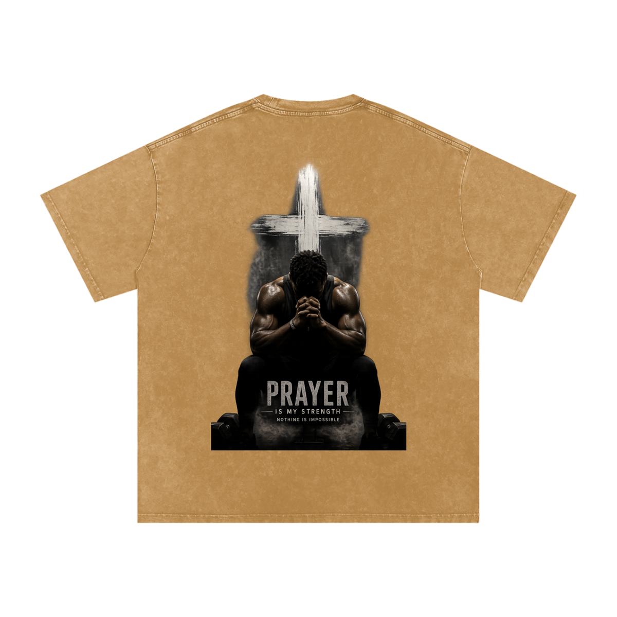 Snow Washed Oversized Cotton T-Shirt: Prayer Is My Strength