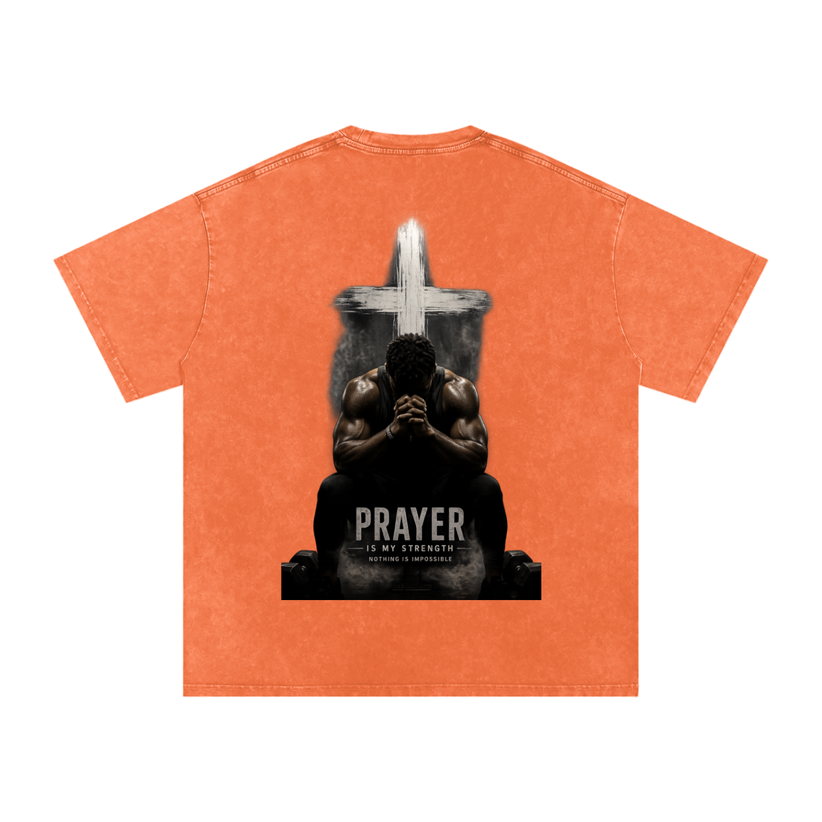 Snow Washed Oversized Cotton T-Shirt: Prayer Is My Strength
