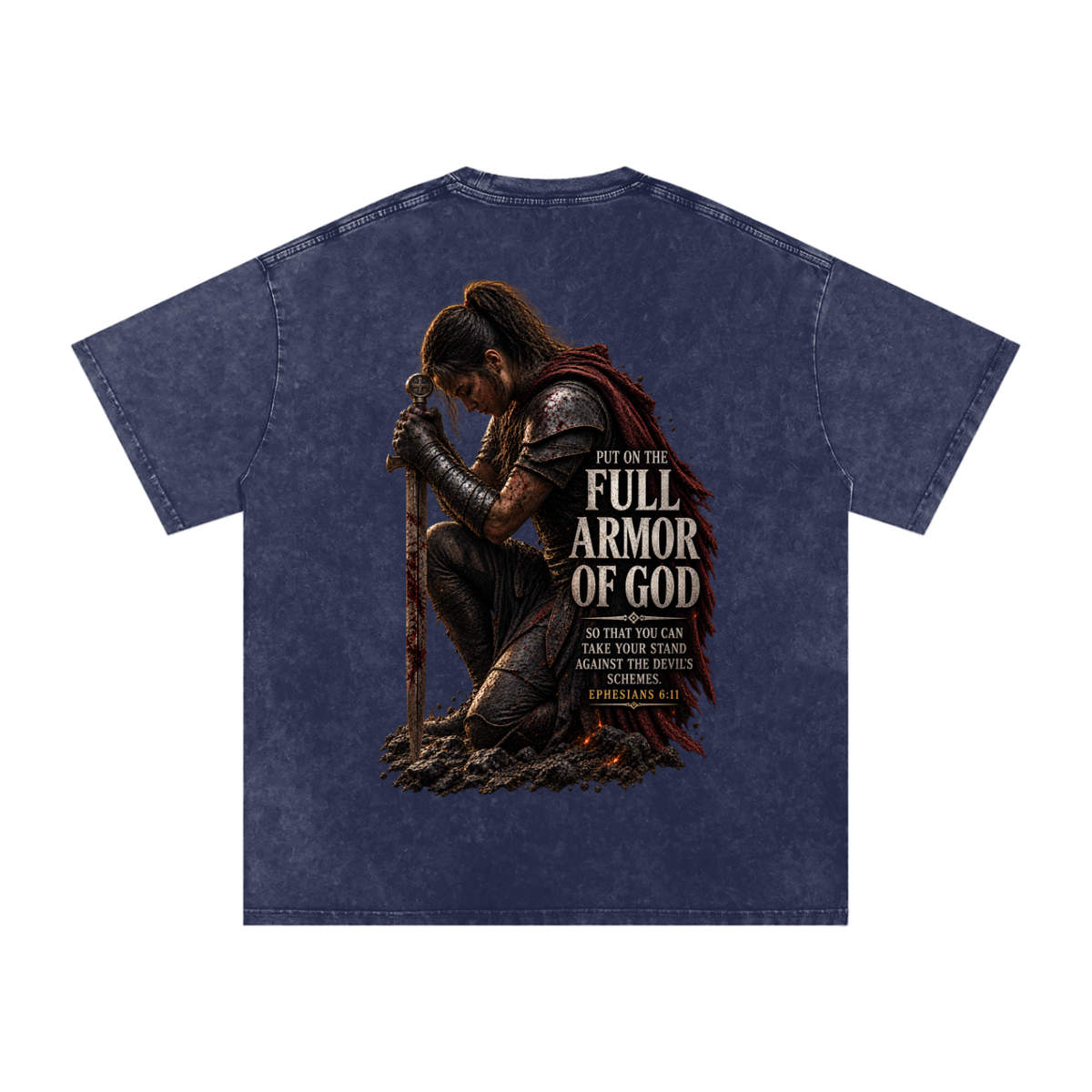 Snow Washed Oversized Cotton T-Shirt: Full Armor Of God
