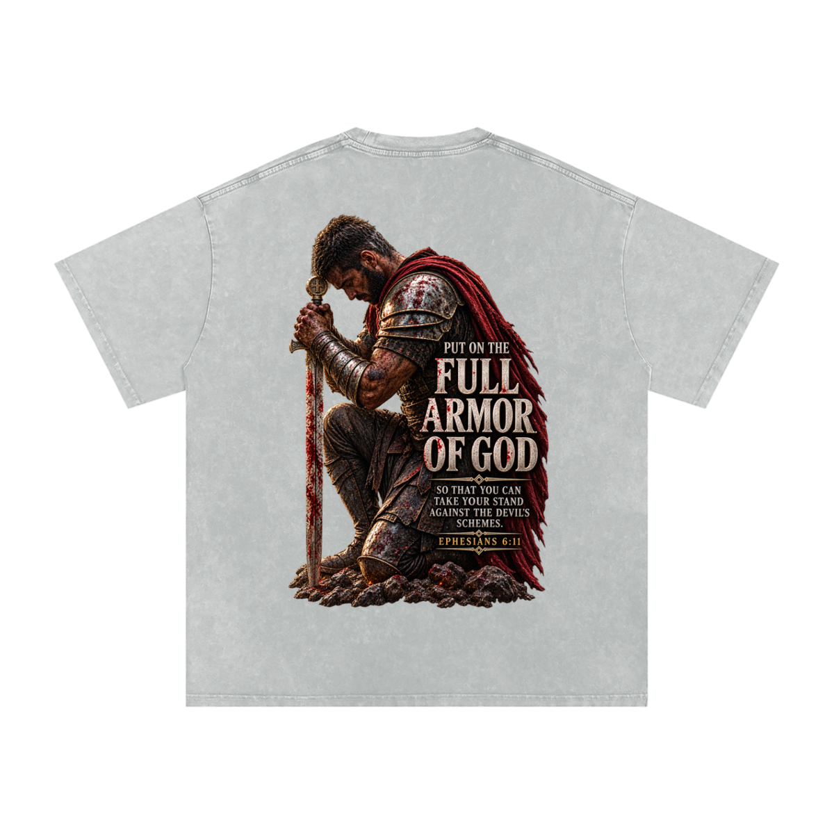 Snow Washed Oversized Cotton T-Shirt: Full Armor Of God