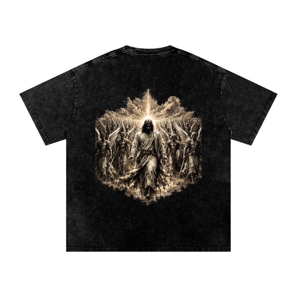 Snow Washed Oversized Cotton T-Shirt: Army Of Angels