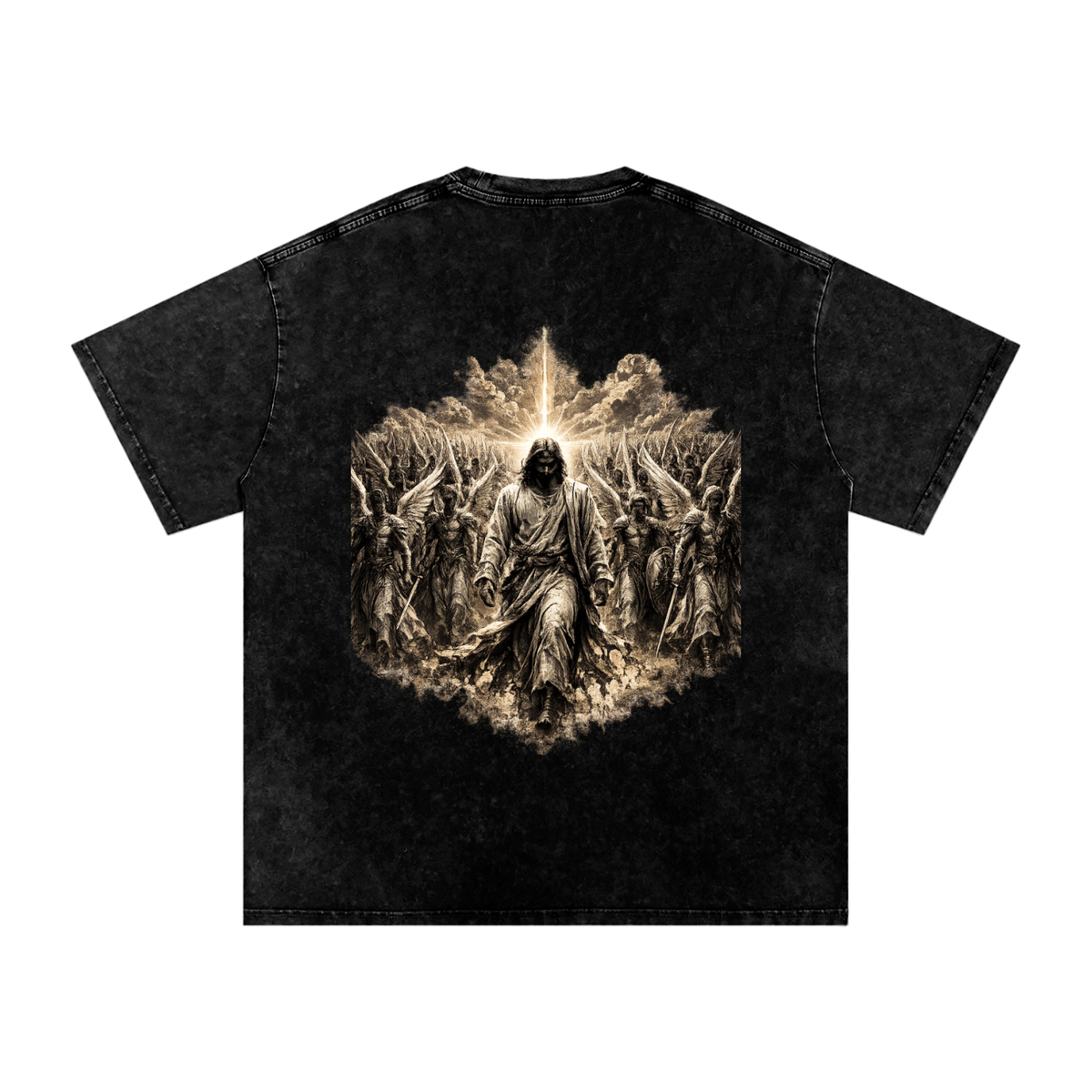Snow Washed Oversized Cotton T-Shirt: Army Of Angels