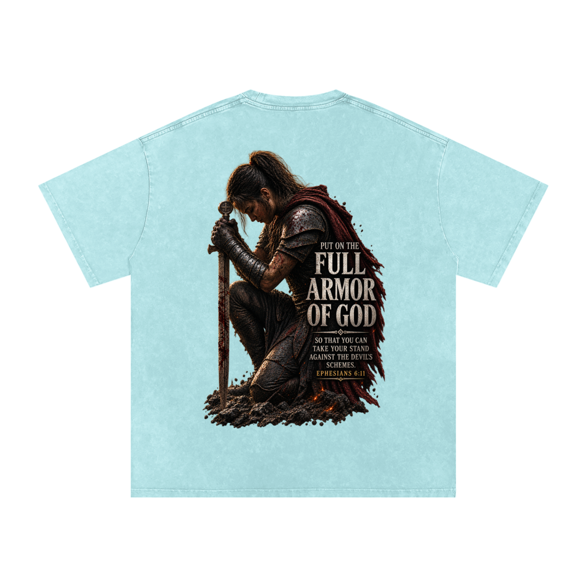 Snow Washed Oversized Cotton T-Shirt: Full Armor Of God