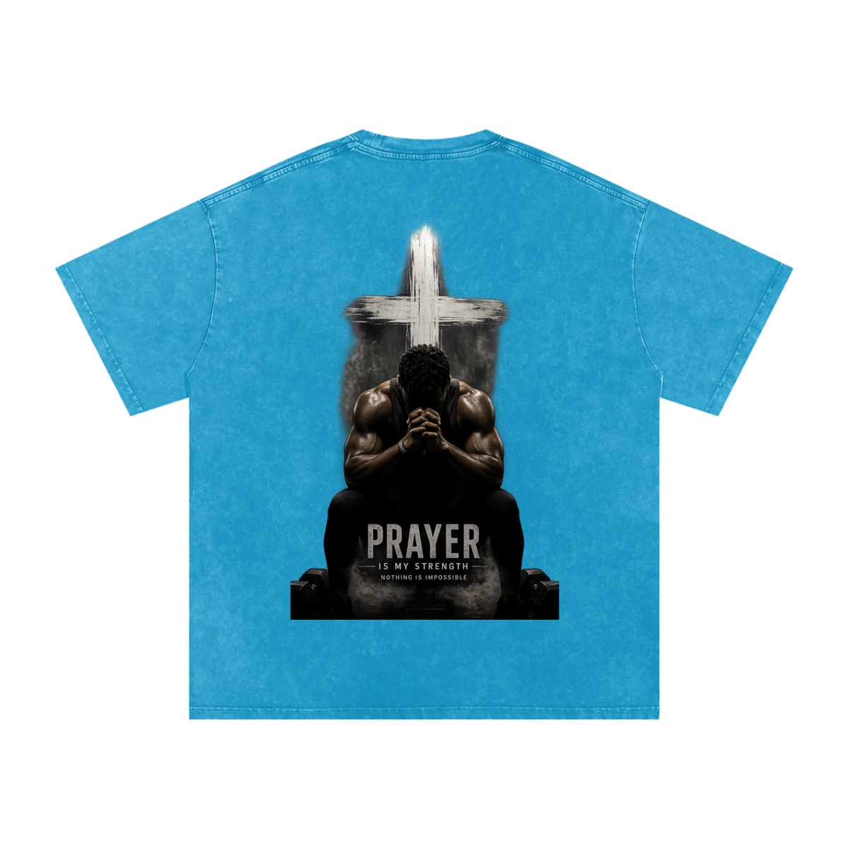 Snow Washed Oversized Cotton T-Shirt: Prayer Is My Strength