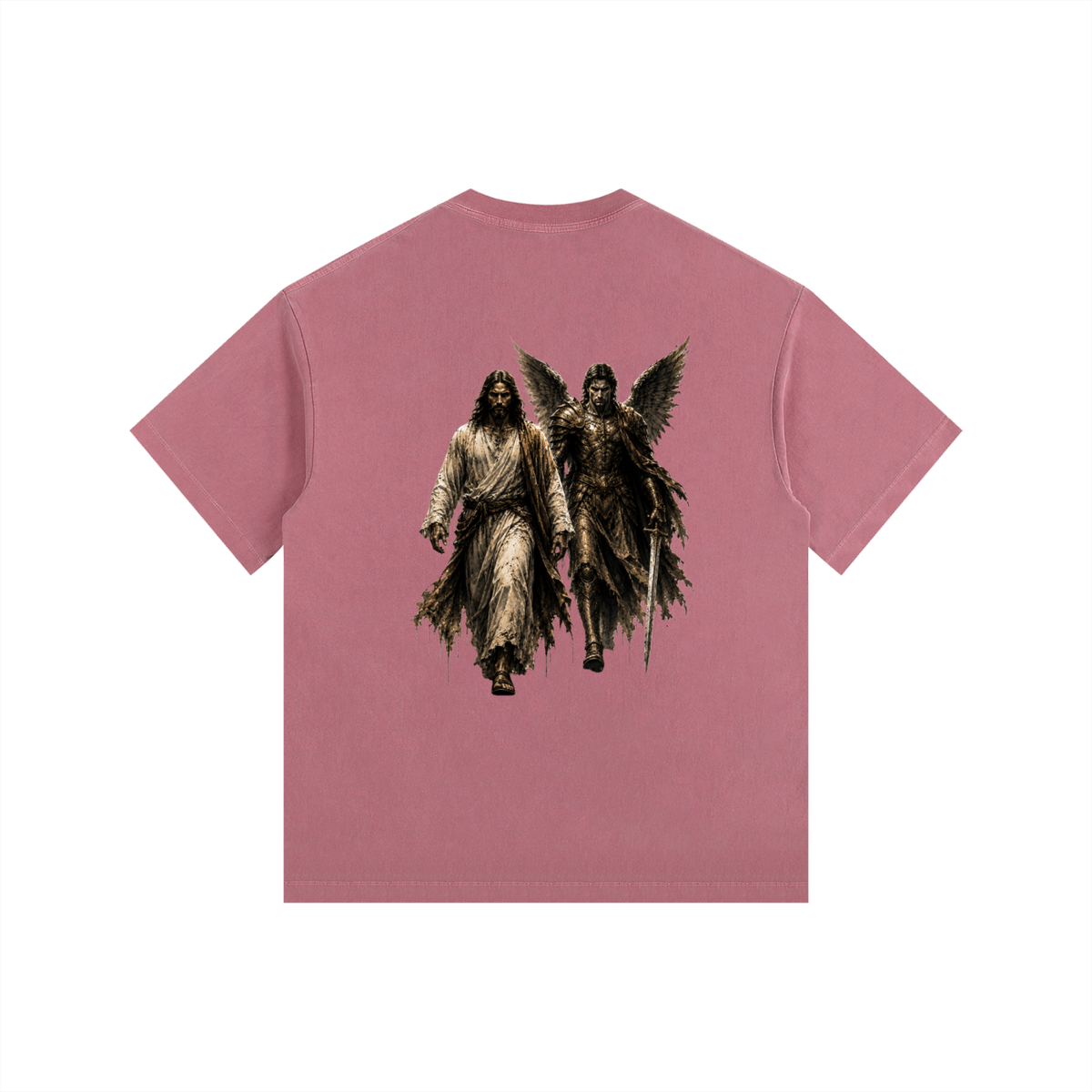 Vintage Washed Oversized Cotton T-Shirt: Archangel Michael