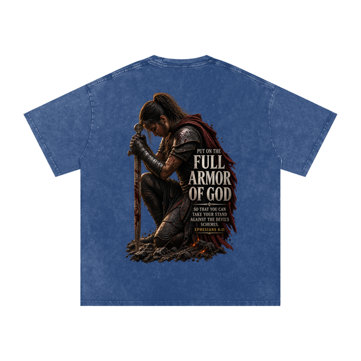 Snow Washed Oversized Cotton T-Shirt: Full Armor Of God