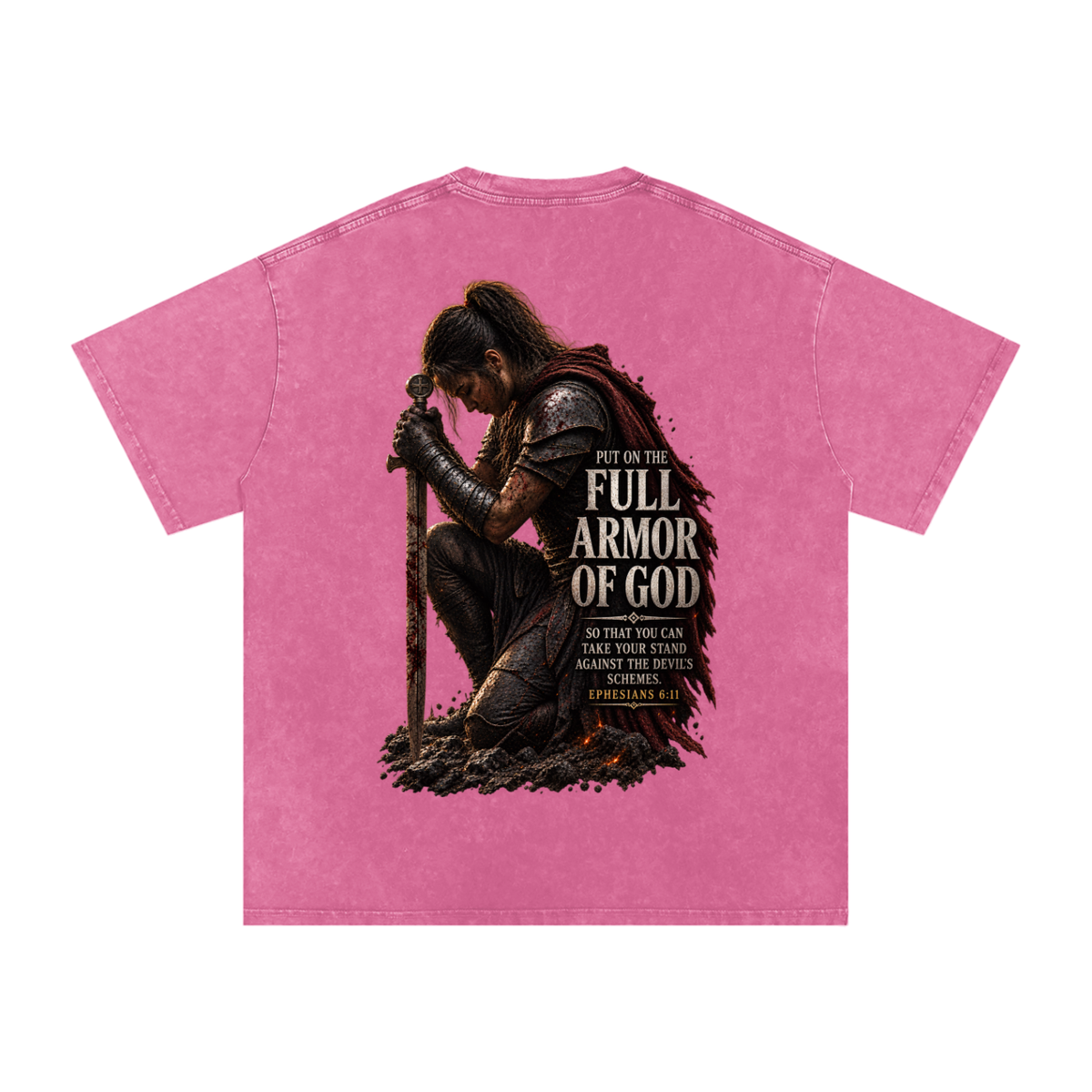 Snow Washed Oversized Cotton T-Shirt: Full Armor Of God