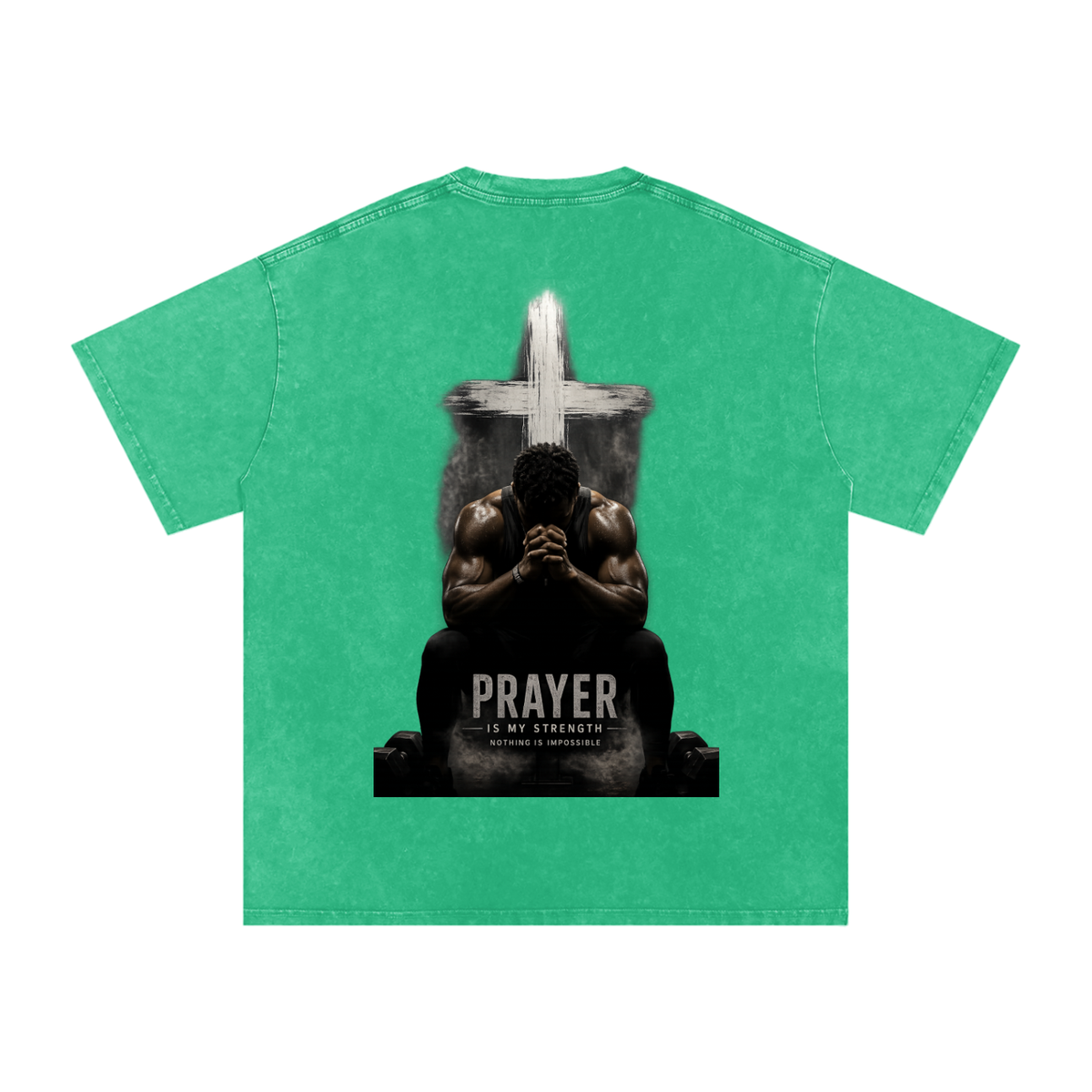 Snow Washed Oversized Cotton T-Shirt: Prayer Is My Strength