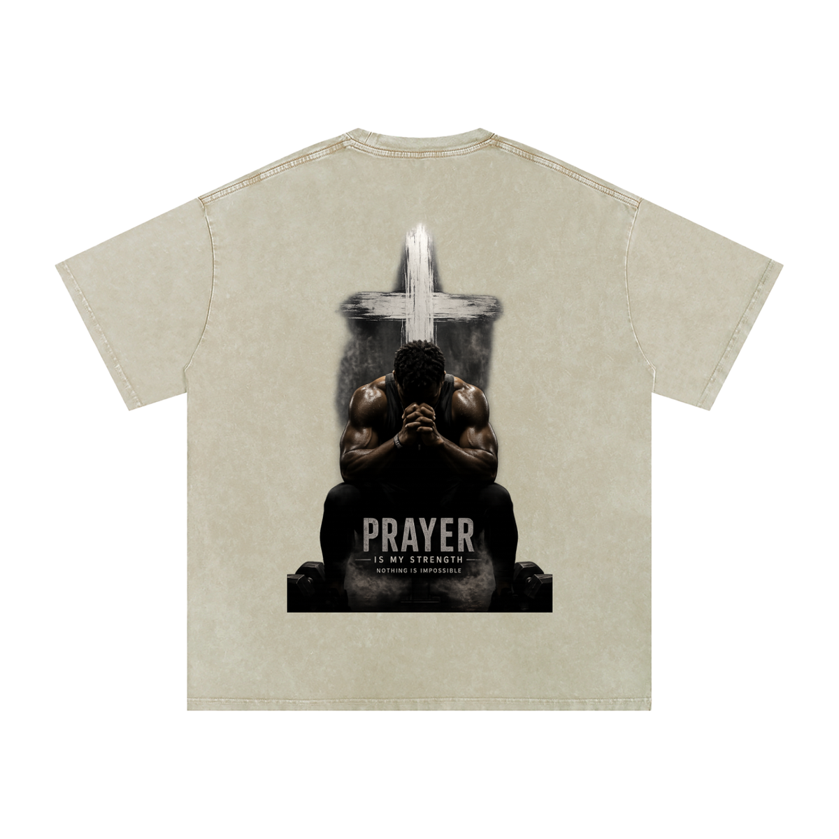 Snow Washed Oversized Cotton T-Shirt: Prayer Is My Strength