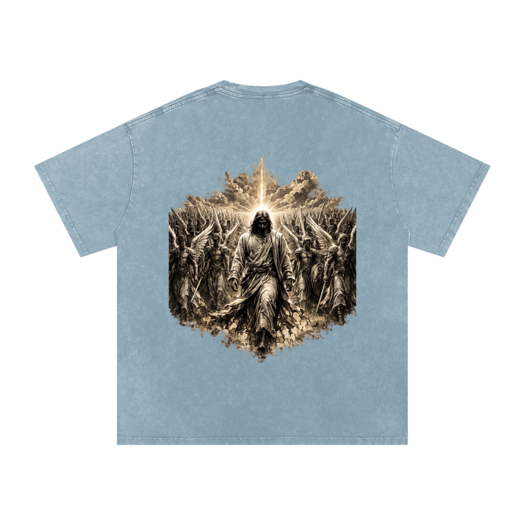 Snow Washed Oversized Cotton T-Shirt: Army Of Angels