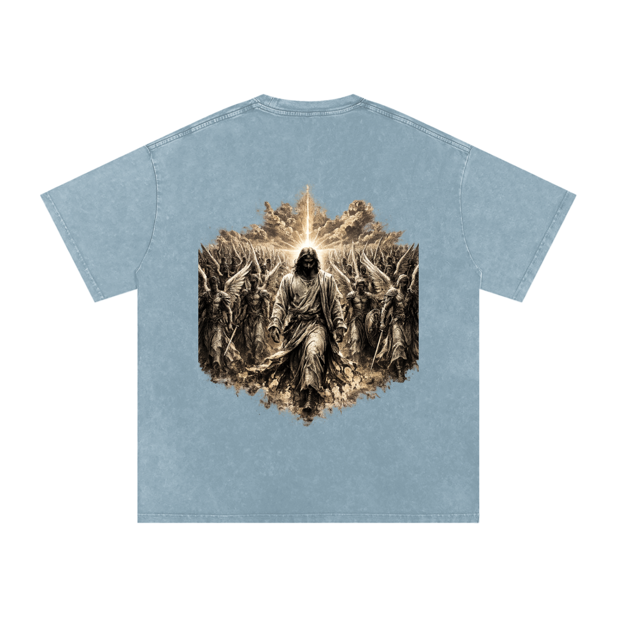 Snow Washed Oversized Cotton T-Shirt: Army Of Angels