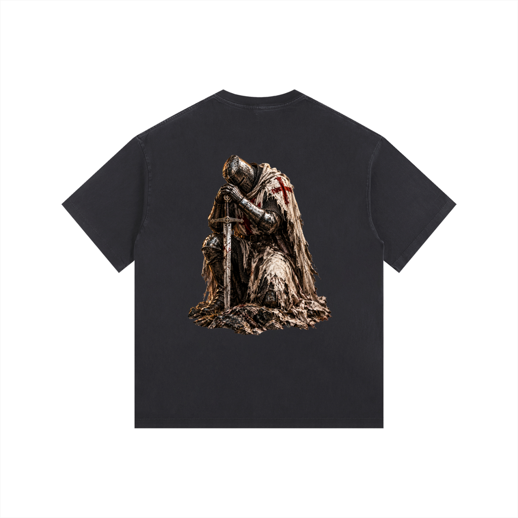 Vintage Washed Oversized Cotton T-Shirt: Crusader