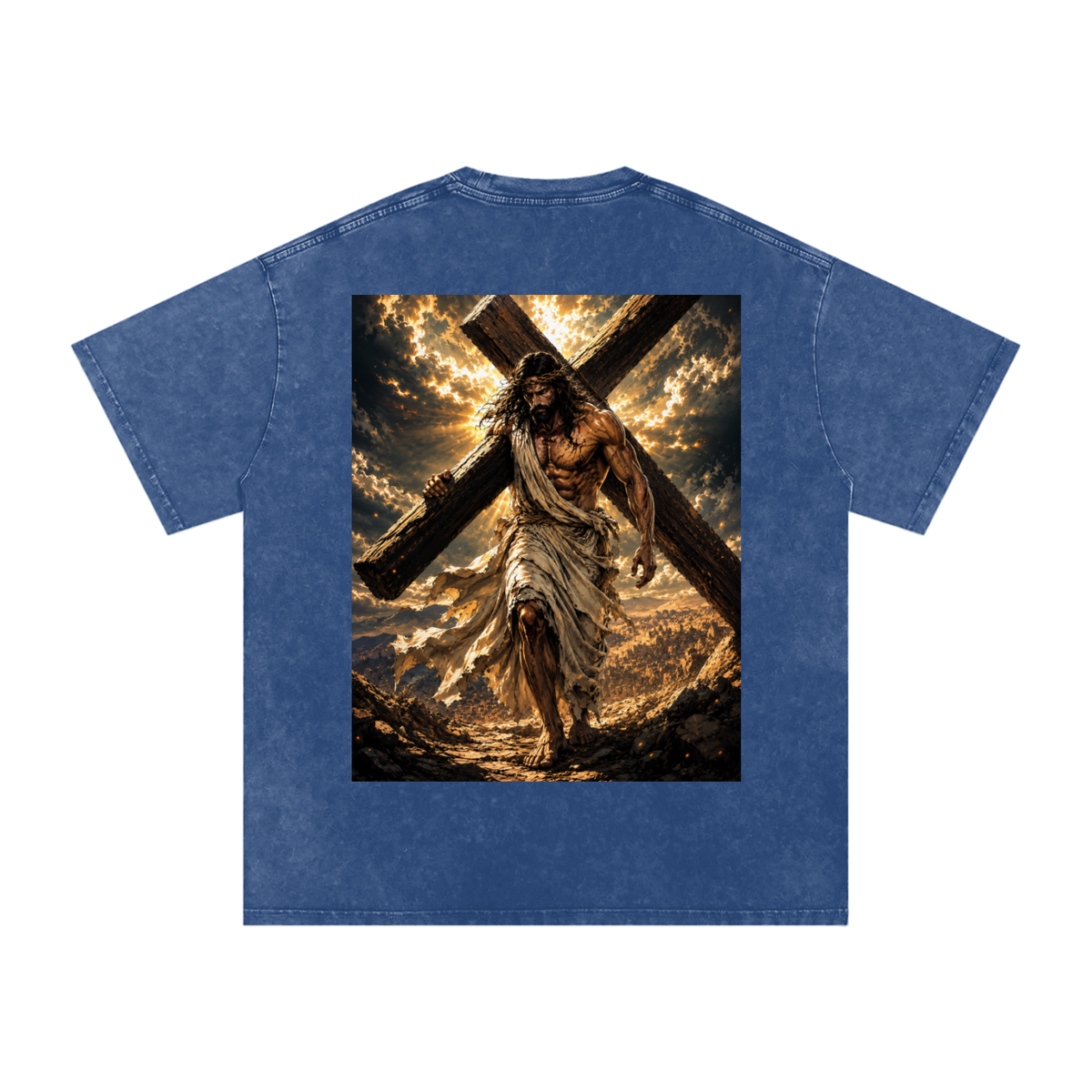 Snow Washed Oversized Cotton T-Shirt: Pick Up Your Cross