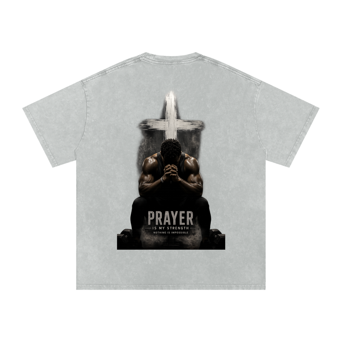 Snow Washed Oversized Cotton T-Shirt: Prayer Is My Strength