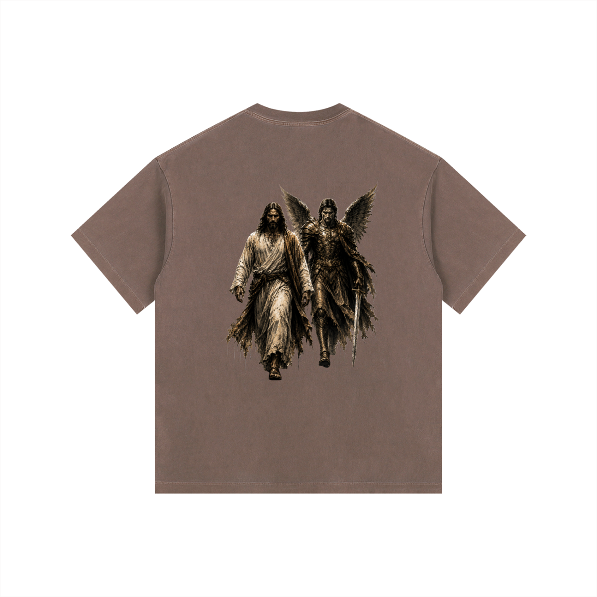 Vintage Washed Oversized Cotton T-Shirt: Archangel Michael