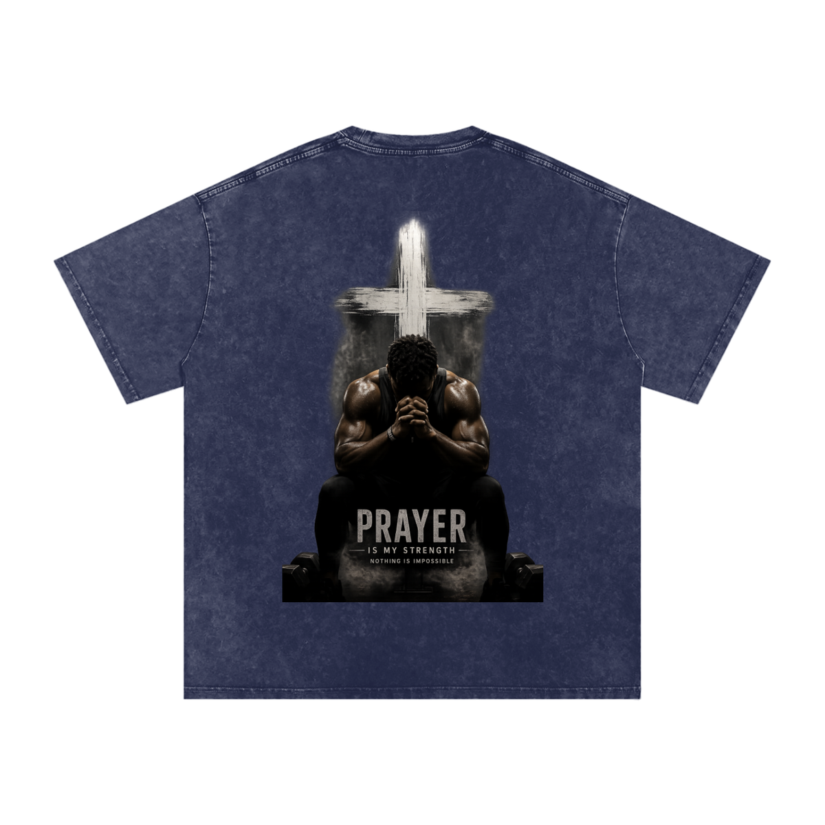 Snow Washed Oversized Cotton T-Shirt: Prayer Is My Strength